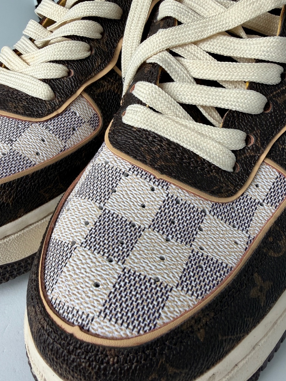 Louis Vuitton x Nike Air Force 1 Low Virgil Abloh LV Monogram Damier Azur Rare - Picture 13 of 14